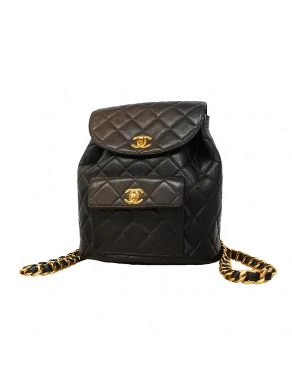 CHANEL | Bags | Chanel Backpack Quilted Lambskin Black Gold  display picture 1